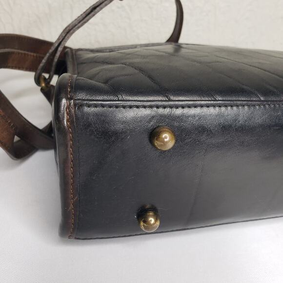 Brahmin Vintage Crossbody Bag Black Brown Leather Purse Bag Soft Textured Y2K - Picture 6 of 16